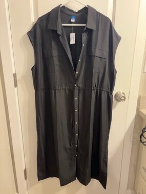 Old Navy Black Collared Button Dress